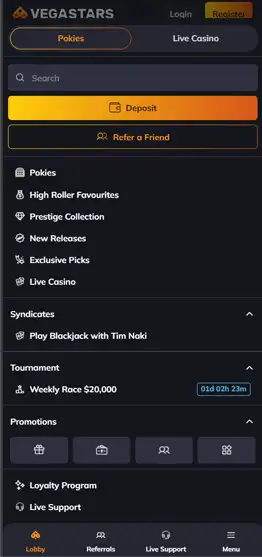 Vegastars Mobile Casino